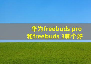 华为freebuds pro和freebuds 3哪个好